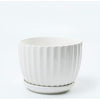 Ceramic Planters, White with Drain Saucers, Set of 3