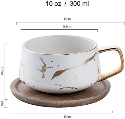 10.5 Oz Matte Ceramic Coffee Tea (White/gold)