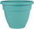 12 Inch round plastic caribbean planter in dusty teal color