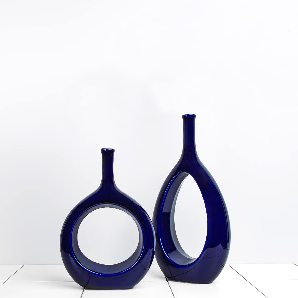 Set of 2 ceramic vases for centerpieces, Blue