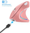 Rechargeable Vertical Mouse DPI 2400, 6 Buttons, Pink