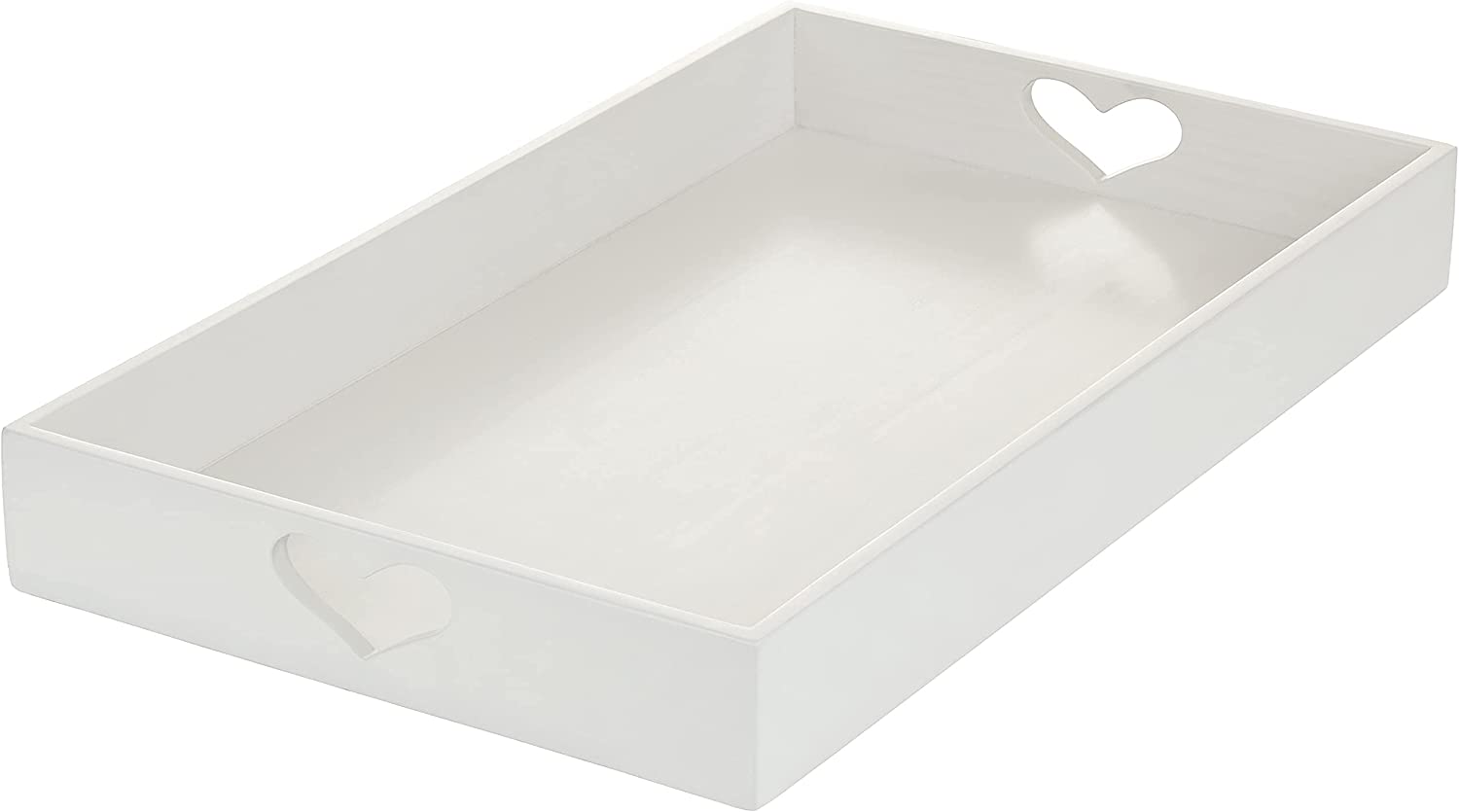 white serving tray with handles for coffee table 12 x 20 inches