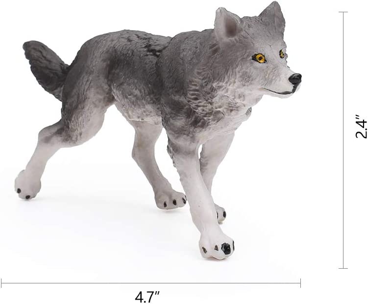 Set of 7 Wolf Toy Figurines, Wolf Animal Figures