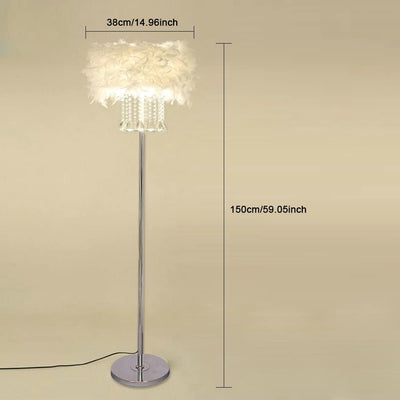 Modern glass floor lamp, white lampshade, 3 lights