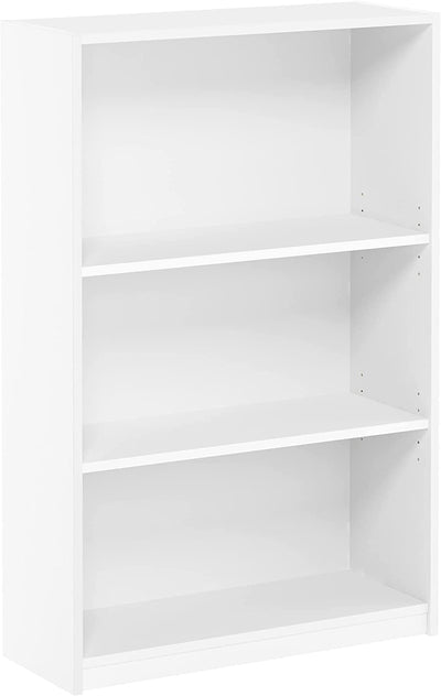 Simple bookcase with 3 adjustable shelves, white