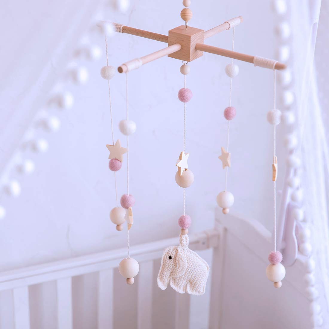 Baby Crib Mobile Color. Pink White