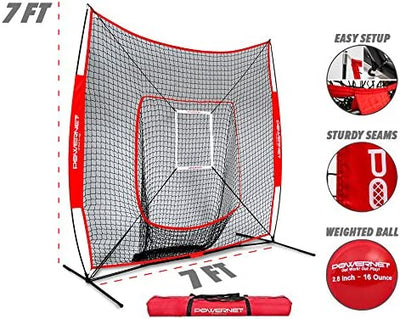 Baseball and Softball Hitting Net, 7x7 FT, Red