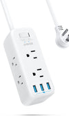 5ft USB Power Strip Surge Protector, (Color: White)