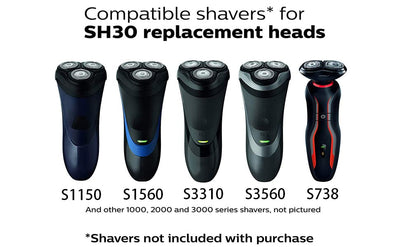 Replacement heads for shaver, pack of 6