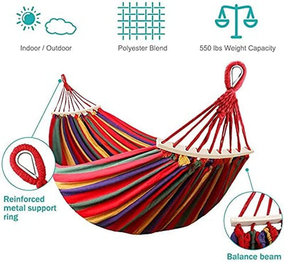 Camping Hammock, Hammocks Thickened Durable Canvas Fabric with 550lb Load Capacity, 285 x 155 cm