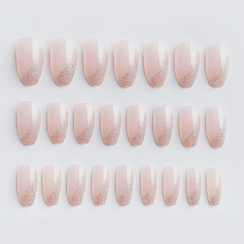 26 Pieces Acrylic False Nails Set (Color: Pink)