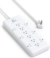 10ft Power Strip Surge Protector, (Color:White)