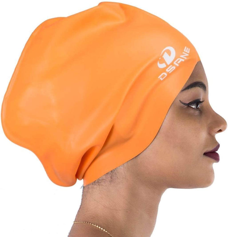 Extra large swimming cap for women and men, (yellow)