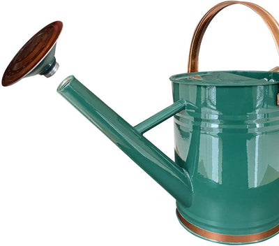 1 Gallon Watering Can, Galvanized Steel, Copper Accents, Green 2