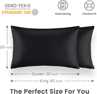 2 Pack Pillowcases, Size 20" x 30", (Black)