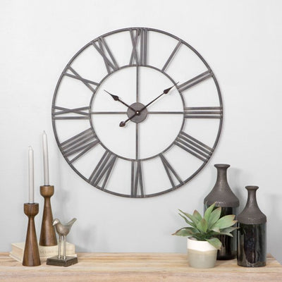 Solange Round Metal Wall Clock - 30" Gray