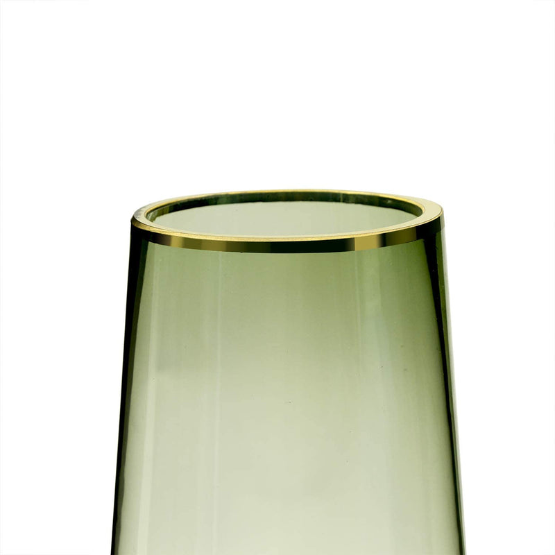 Green Glass Vase with Gold Mouth for Centerpieces (1, Large)