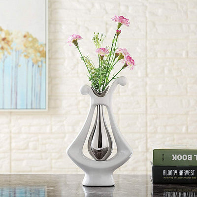 Ceramic Vase, (Silver White vase-99693)