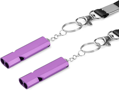 Whistles with carabiner and lanyard, 2 pieces (Purple)