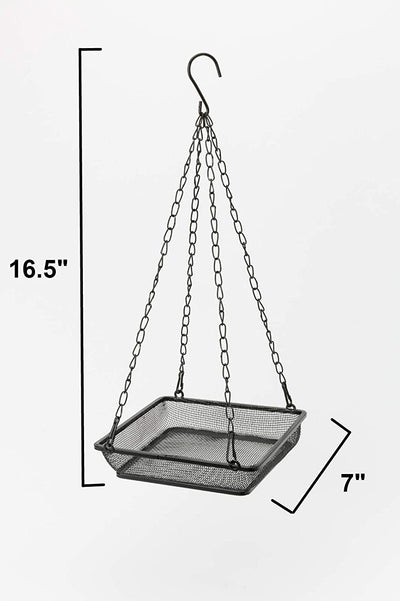 Hanging Bird Feeder Tray, Metal Mesh