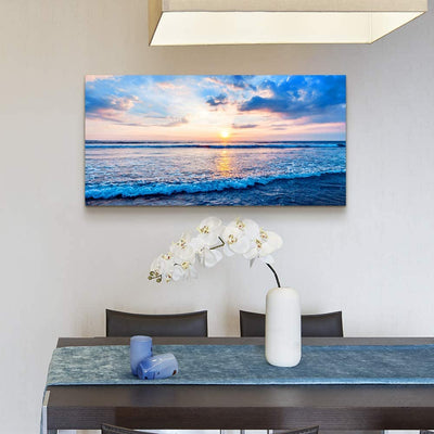 20 x 40 Inch (50cm x 100cm) Canvas Wall Art, Color: Blue Waves