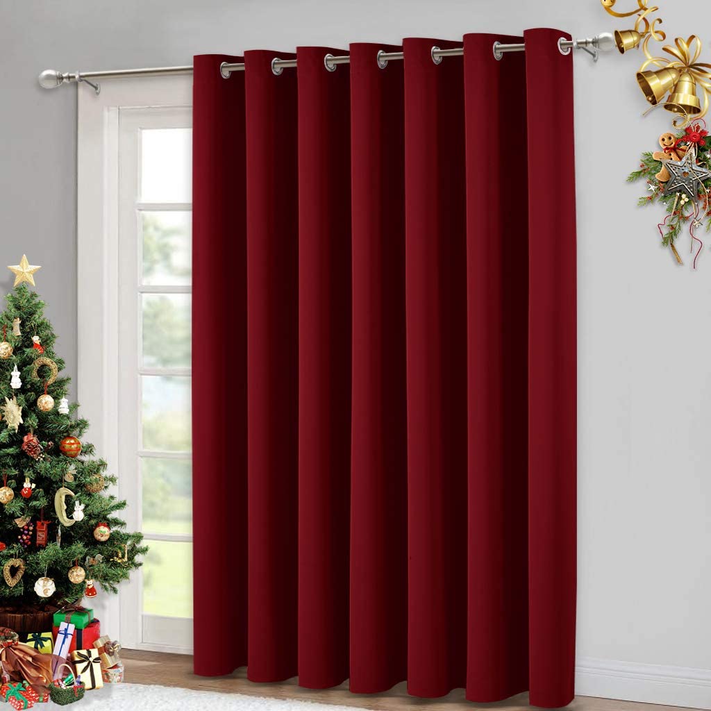 Blackout Sliding Door Blinds - (Burgundy Red, 100 '' wide x 84 'long)