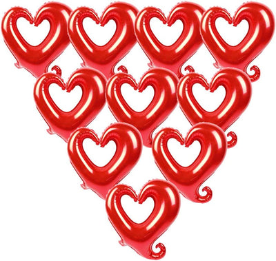 Red heart balloons, for Valentine's Day party, 10 pieces