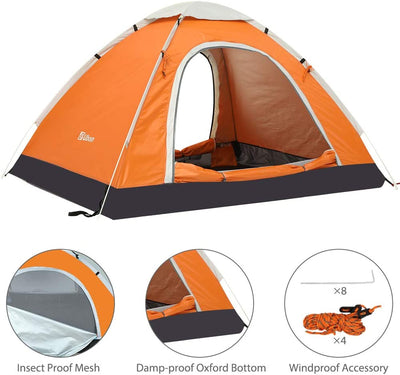 2/3 person lightweight instant tent, orange