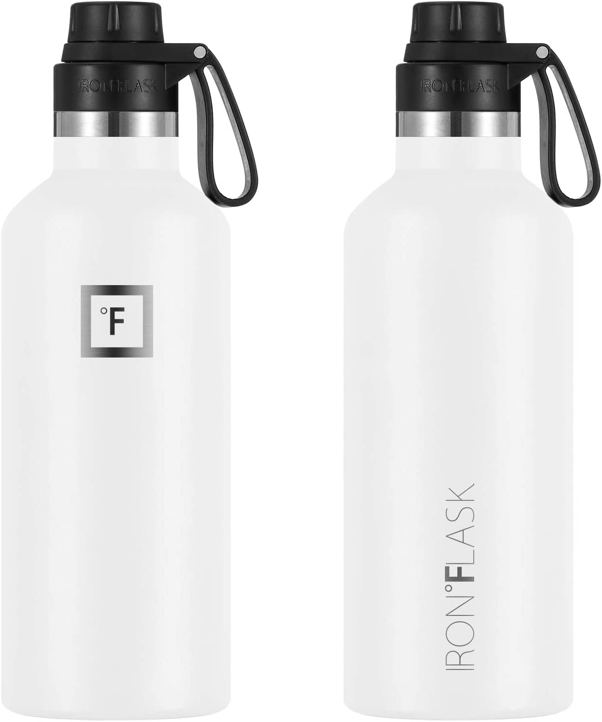 Sports Water Bottle - 32oz, 3 Lids (Spout Lid), Winter White