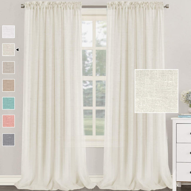 108" Long Linen Blend Curtains, Ivory