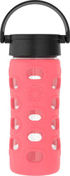 12-Ounce Glass Water Bottle with Classic Lid, Coral