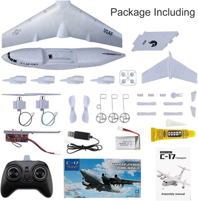 2.4Ghz Remote Controlled C-17 Airplane, 2 Channels, Gray