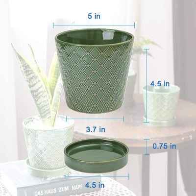 Succulent Planter – 5 inch Ceramic Flower Set 4 Plant Pots- Plants NOT Included (Patina)