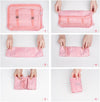 Travel Luggage Organizer Bags (7 Pieces, Pink Stripes Color).