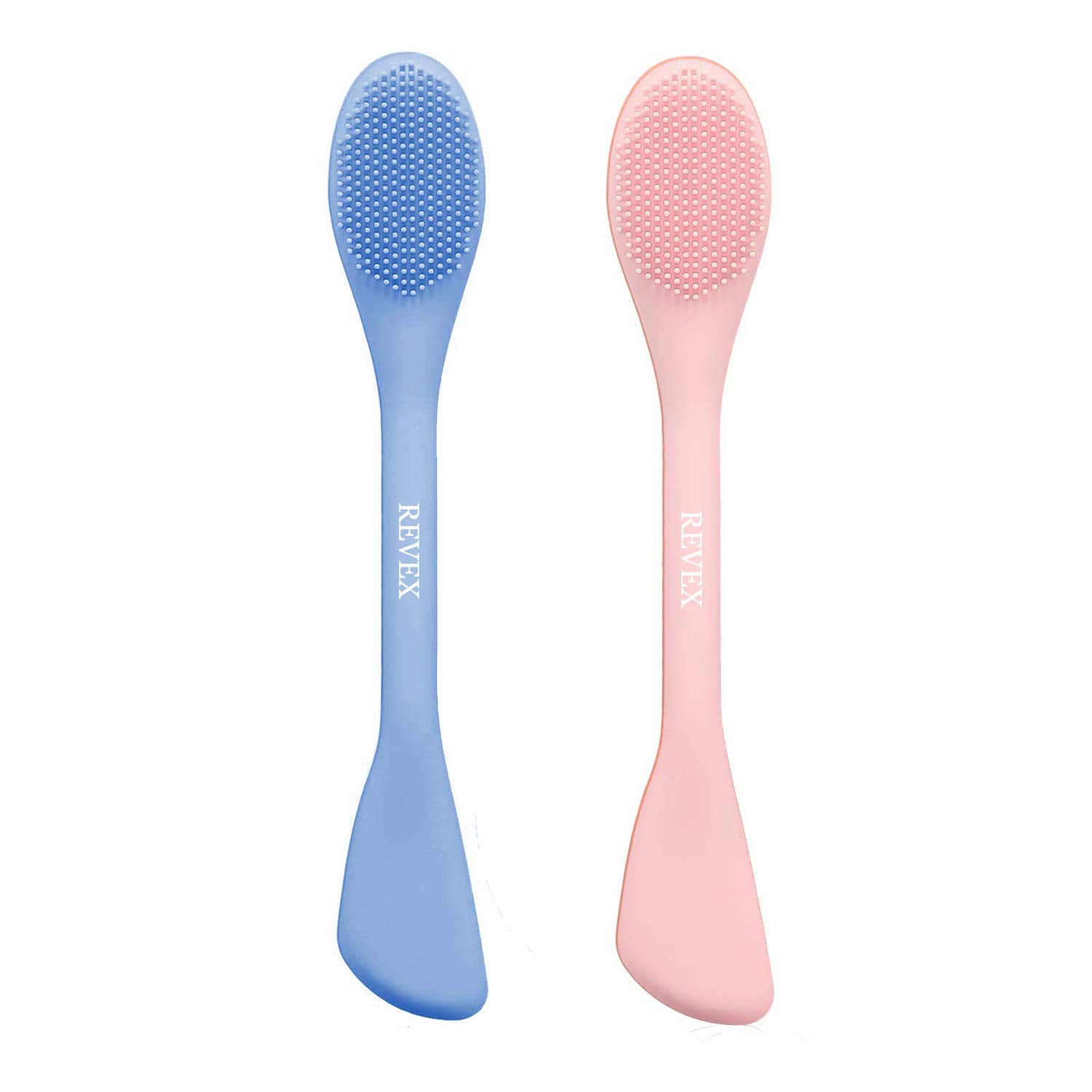 Double ended facial mask brushes, 2pcs (pink+sky blue)