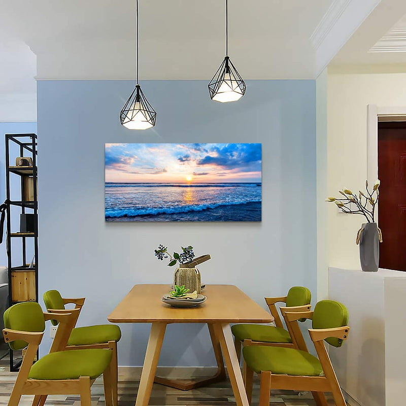 20 x 40 Inch (50cm x 100cm) Canvas Wall Art, Color: Blue Waves