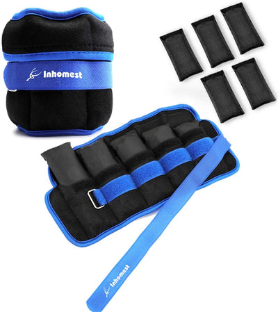 1-5/10/12 Pound Adjustable Ankle Straps with Removable Weight, Blue