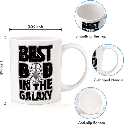 11 oz coffe cup, "best dad in the galaxy"