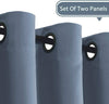 Solid Thermal Insulated Curtains with Elegant Grommets, (Set of 2, Stone Blue, 52 "W x 96" L)