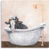 Bathtub Cow Picture Wall Art, 12"x12"