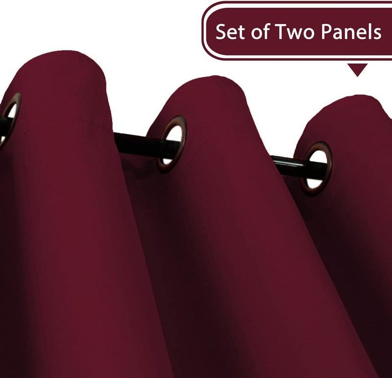 Thermal Insulated Blackout Curtains, 52" x 84", Burgundy