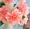 11 artificial dahlia flower heads, (pink)