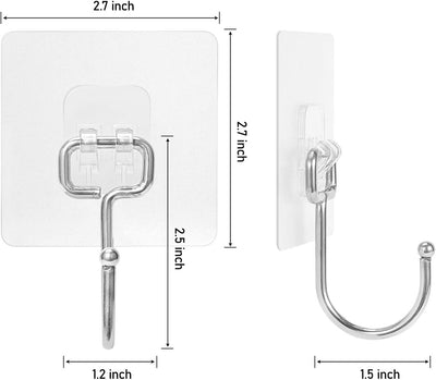 Large 22 lb (Max) Adhesive Wall Hooks Made of Sturdy Stainless Steel, 16-Pack