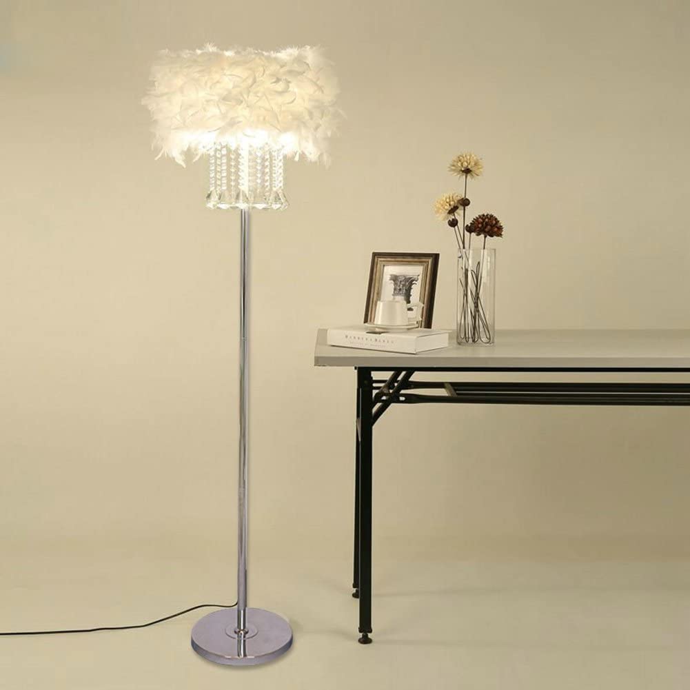 Modern glass floor lamp, white lampshade, 3 lights