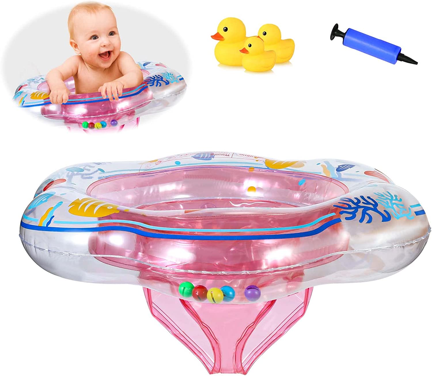 Baby floats for swimming pool, with safety seat, Color: Pink