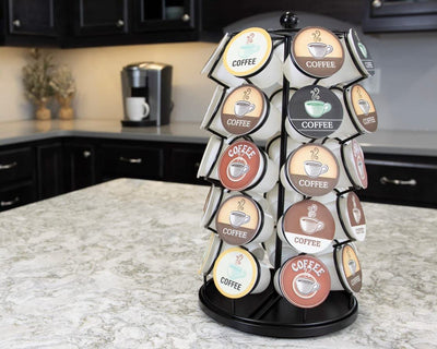 Coffee Pod Carousel, 35 Storage, Spins 360-Degrees, Modern Black Design