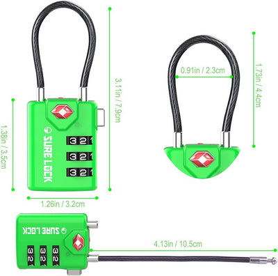 Compatible Travel Luggage Locks, 2-Pack, Green