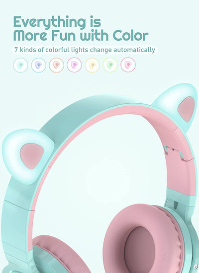 Bluetooth Headphones with Microphone - Mint Pink