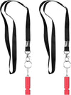 Whistles with carabiner and lanyard, 2 pieces (Red)