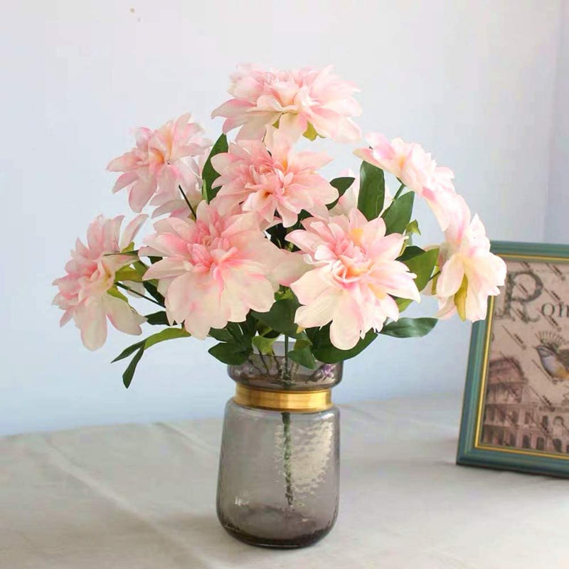 10 artificial dahlia flower heads, (light pink)